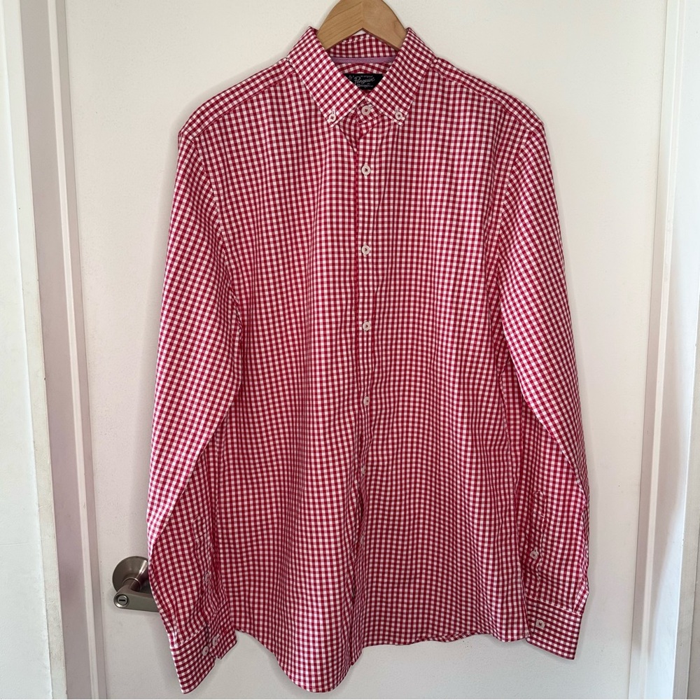 PENGUIN By Munsingwear Cotton Red Gingham Heritage Slim Fit Men’s 15 1/2 34 35